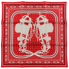HERMES Brides de Gala Rot Schwarz Weiß Seidenbandana Schal