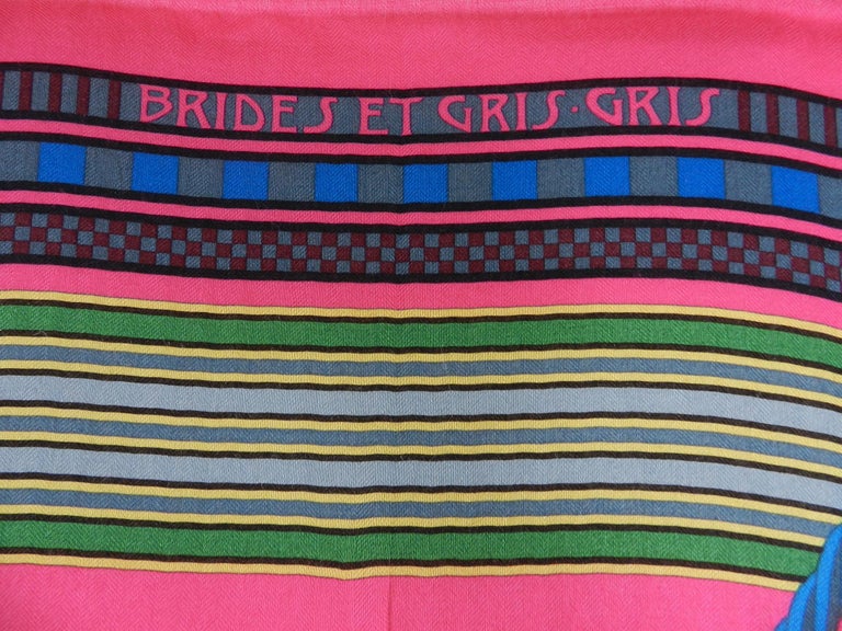 Hermes “Brides et Gris Gris” Cashmere Blend Shawl 140cm at 1stDibs