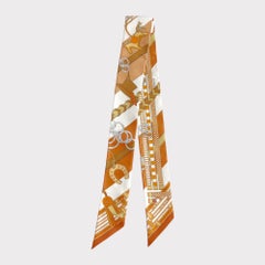 Hermes Brides et Gris-Gris Twilly In Caramel, Blanc & Bronze