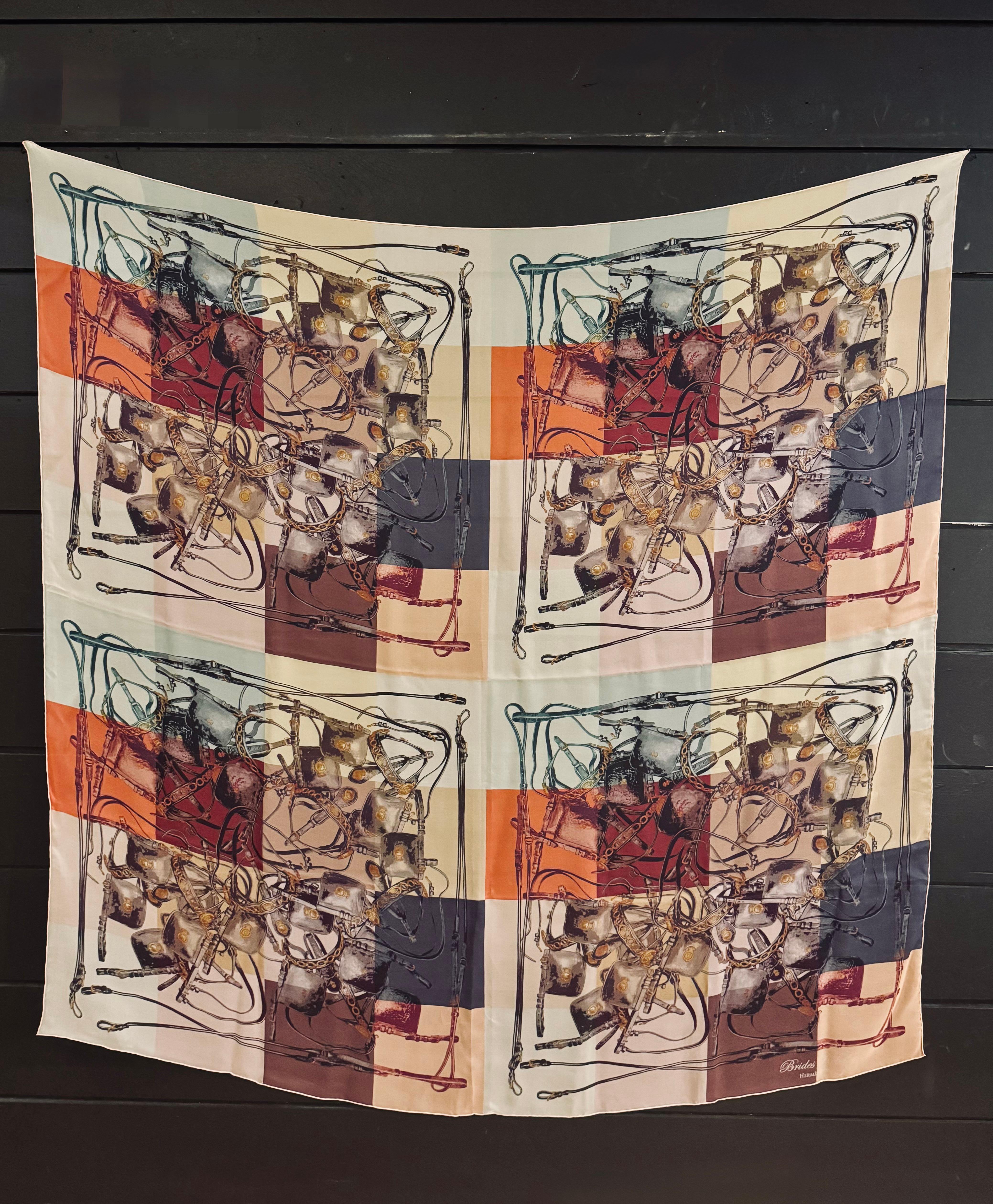 Hermès ‘Brides Rebelles’ XL Silk Scarf 140cm Shawl by Benoît-Pierre Emery For Sale 7