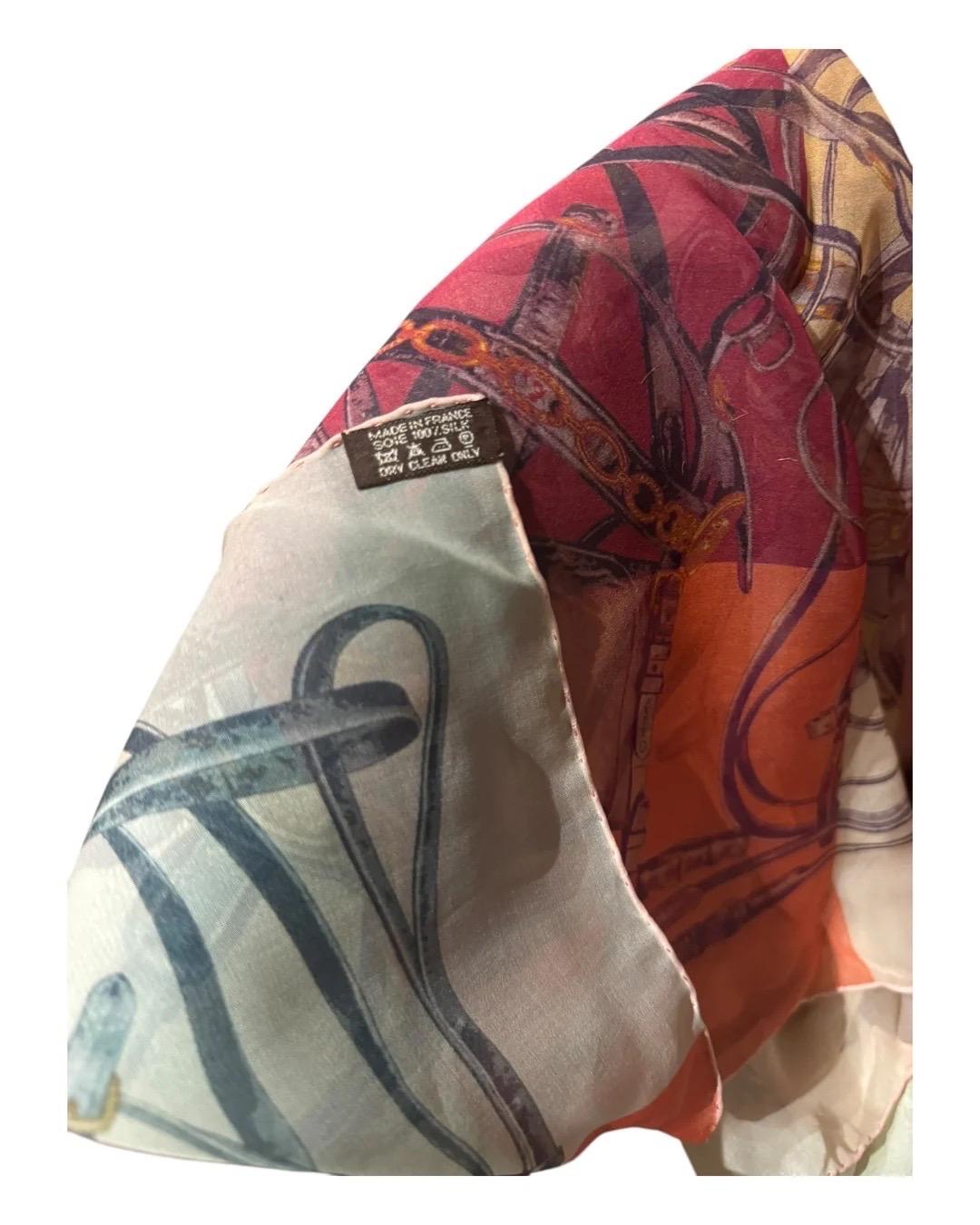 Women's or Men's Hermès ‘Brides Rebelles’ XL Silk Scarf 140cm Shawl by Benoît-Pierre Emery For Sale