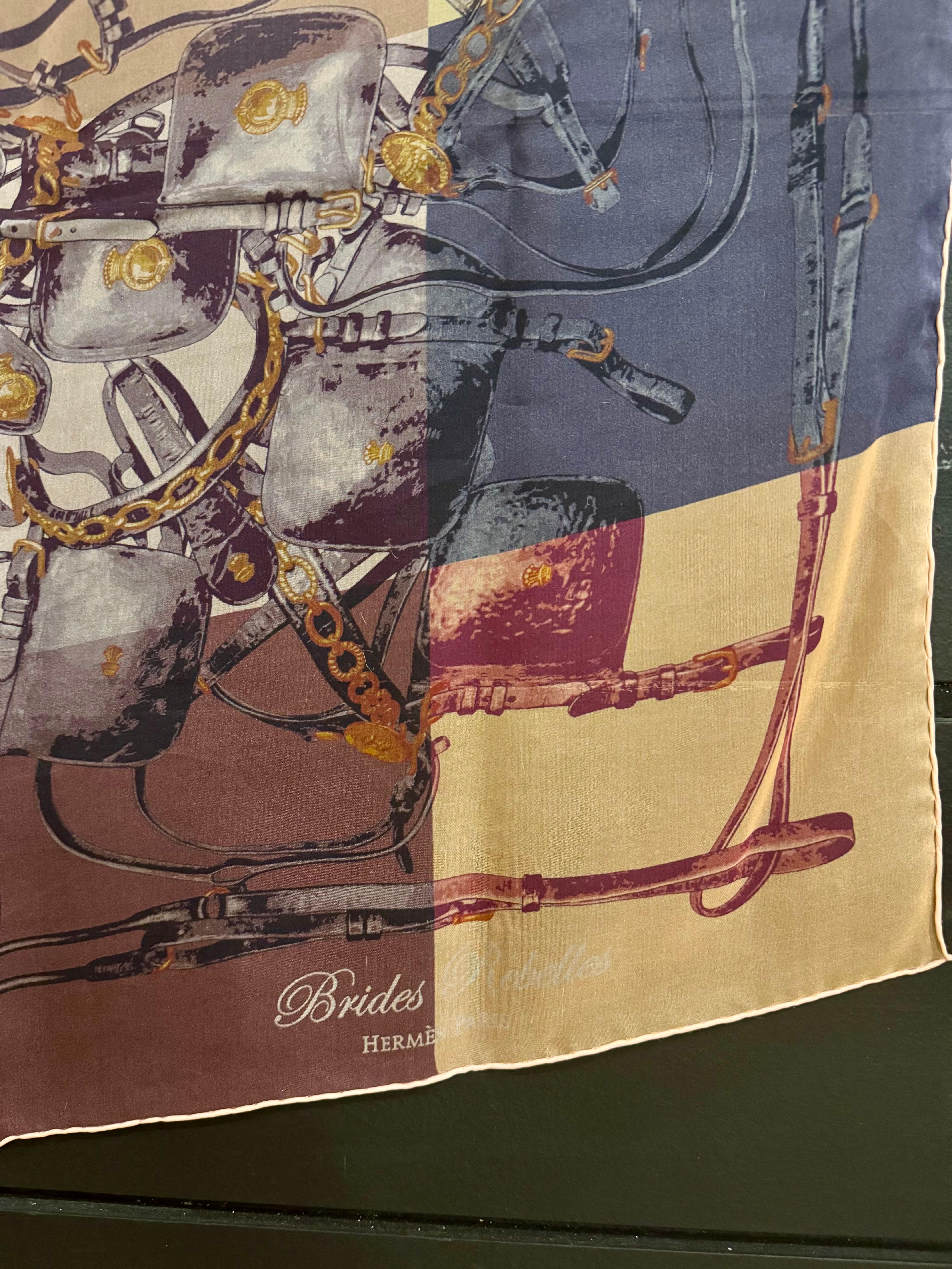 Hermès ‘Brides Rebelles’ XL Silk Scarf 140cm Shawl by Benoît-Pierre Emery For Sale 2