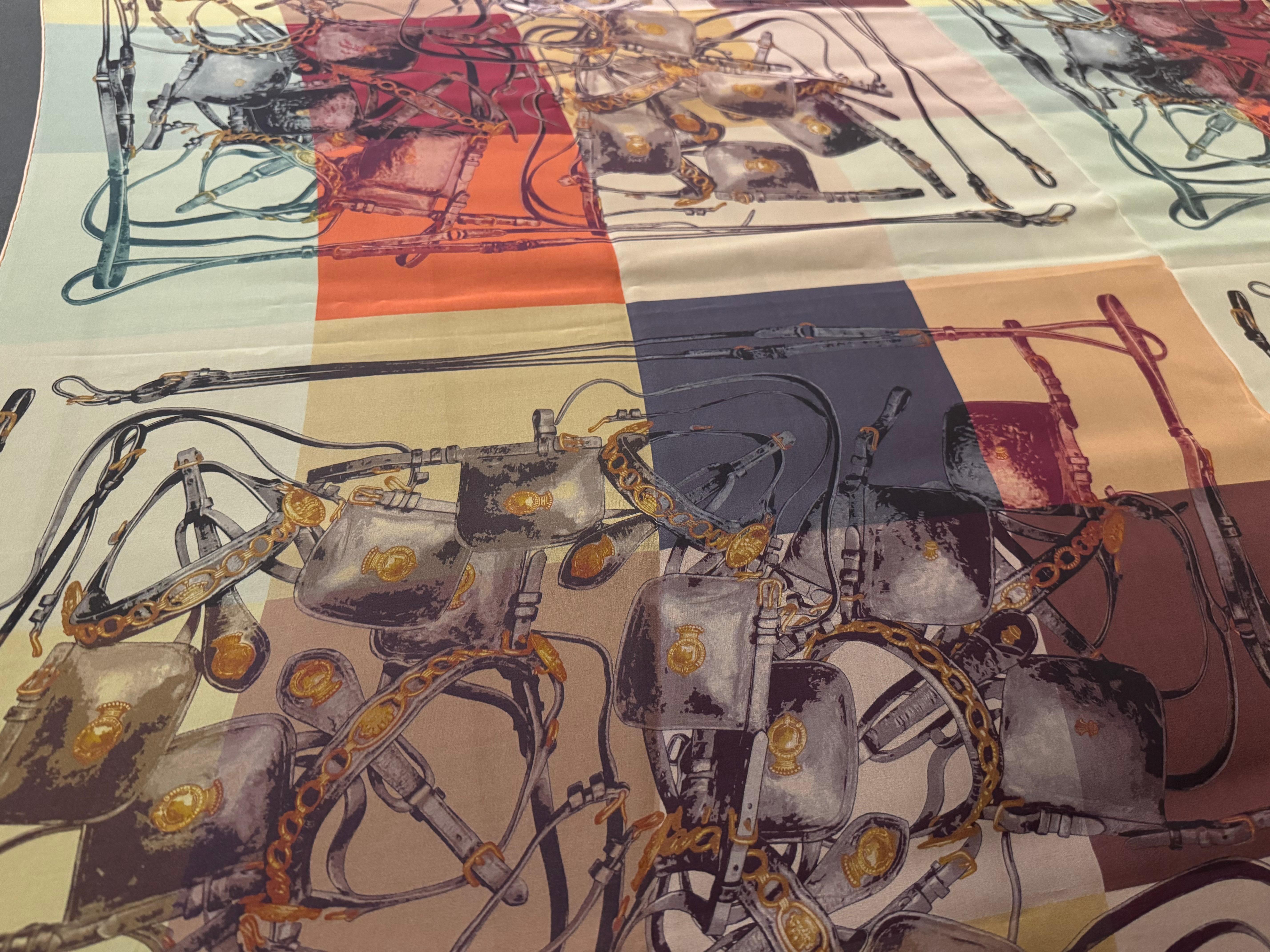 Hermès ‘Brides Rebelles’ XL Silk Scarf 140cm Shawl by Benoît-Pierre Emery For Sale 3