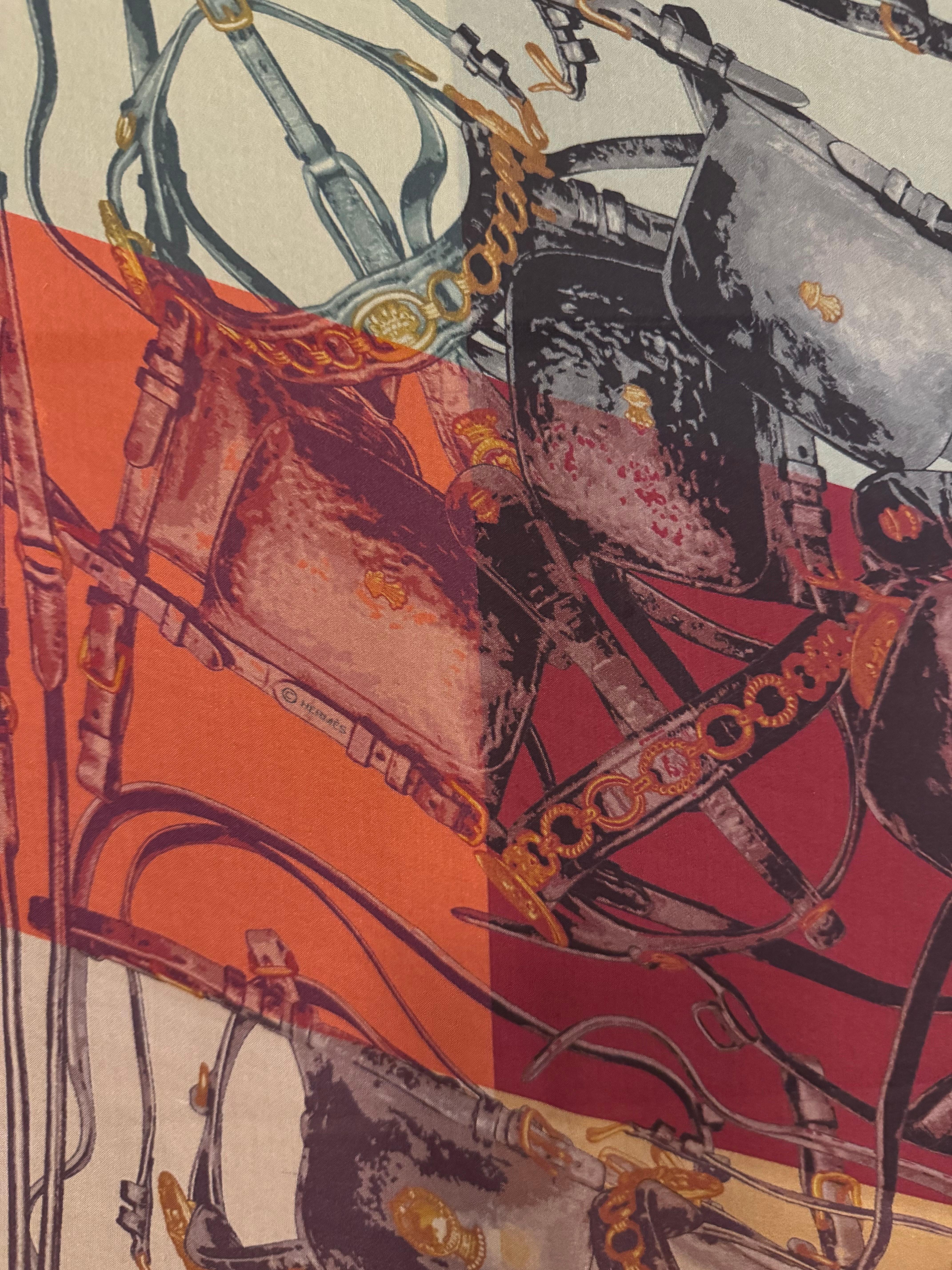 Hermès ‘Brides Rebelles’ XL Silk Scarf 140cm Shawl by Benoît-Pierre Emery For Sale 4