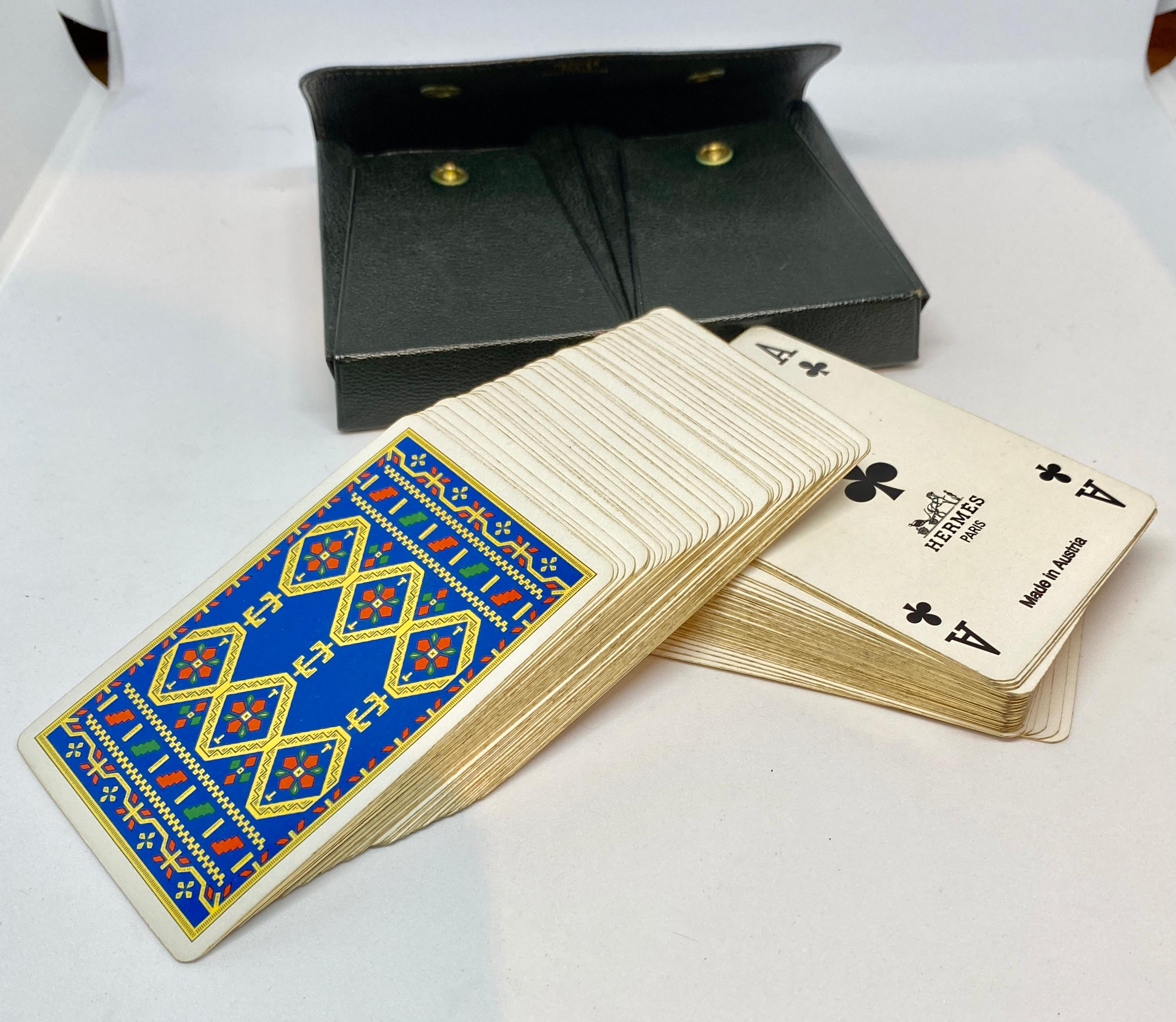 Hermès Bridge Set Playing Cards in Green Leather Case 1