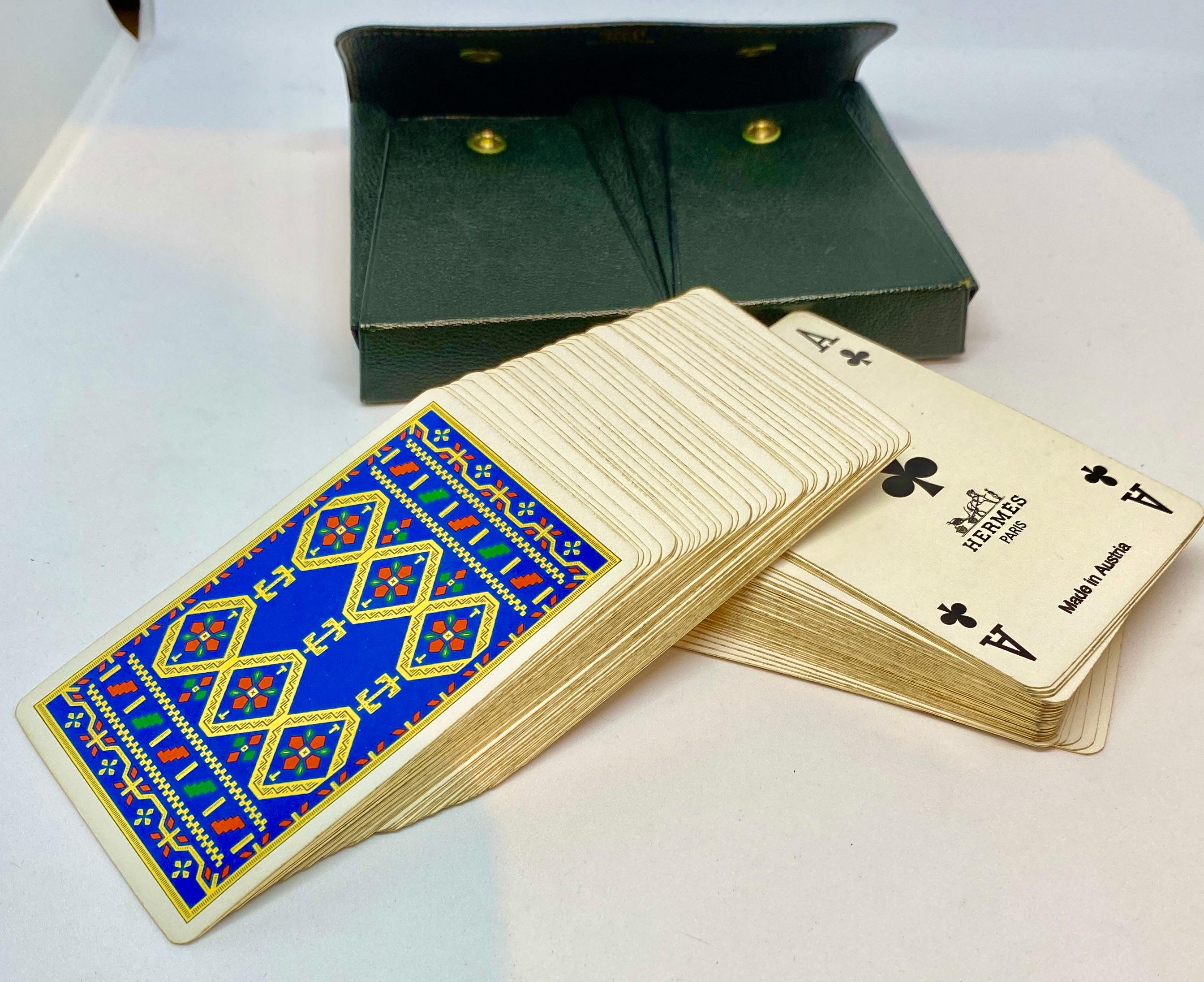 Hermès Bridge Set Playing Cards in Green Leather Case 2
