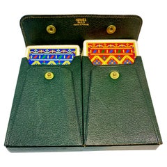 Hermès Bridge Set Playing Cards in Green Leather Case