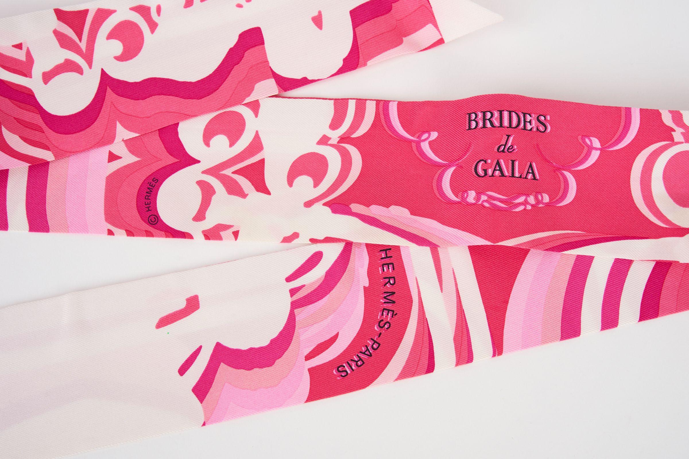 Hermès Bridges De Gala Sombra Twilly Rosa en venta
