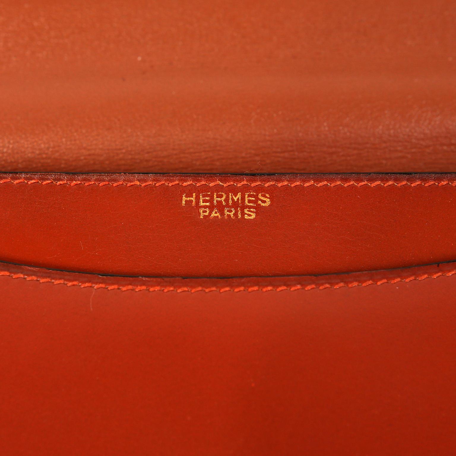 Hermès Rust Box Calf Vintage Lydia Handbag For Sale at 1stDibs