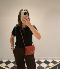 Hermès Brique & Caramel Evercolor Leather Verso Mini Roulis 18