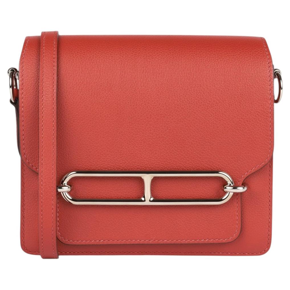 Hermès Brique & Caramel Evercolor Leder Verso Mini Roulis 18 im Angebot