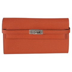 Hermès Brique Chevre Mysore Kelly Longue Wallet PHW