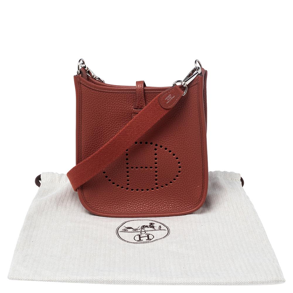 Hermes Brique Clemence Leather Evelyne 16 TPM Bag 8