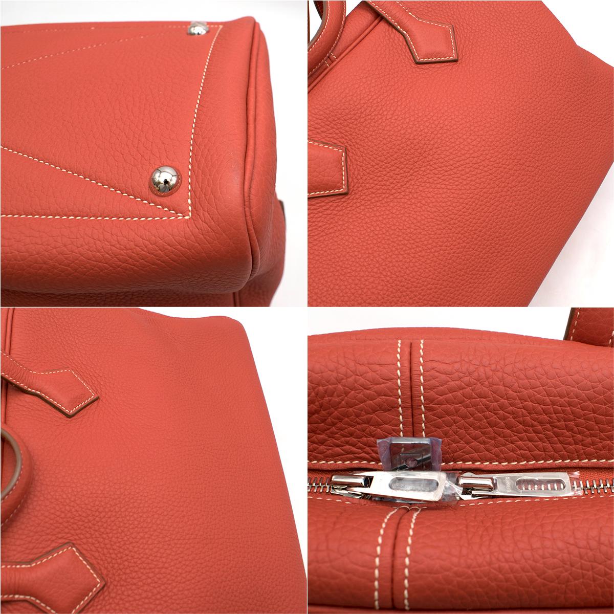 Hermes Brique Clemence Leather Victoria II Fourre-Tout 35 Bag  1