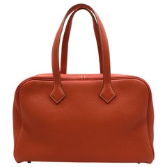 Hermes Brique Clemence Leather Victoria II Fourre-Tout 35 Bag 