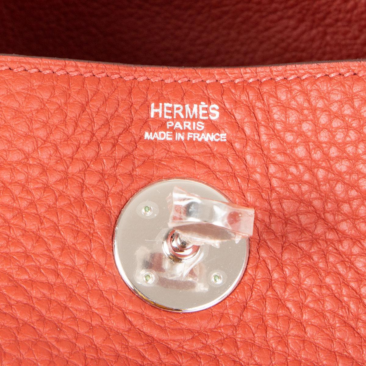 HERMES Brique red Clemence leather LINDY 26 Shoulder Bag 1