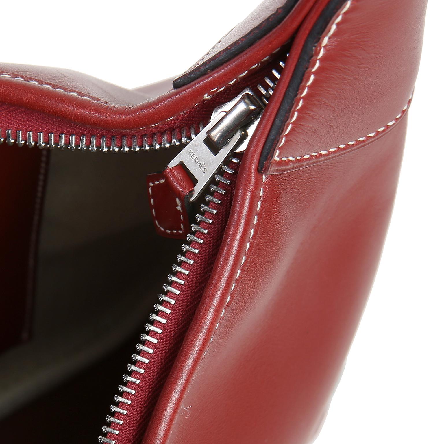 Hermès Burgundy Leather 31 cm Trim Bag 5