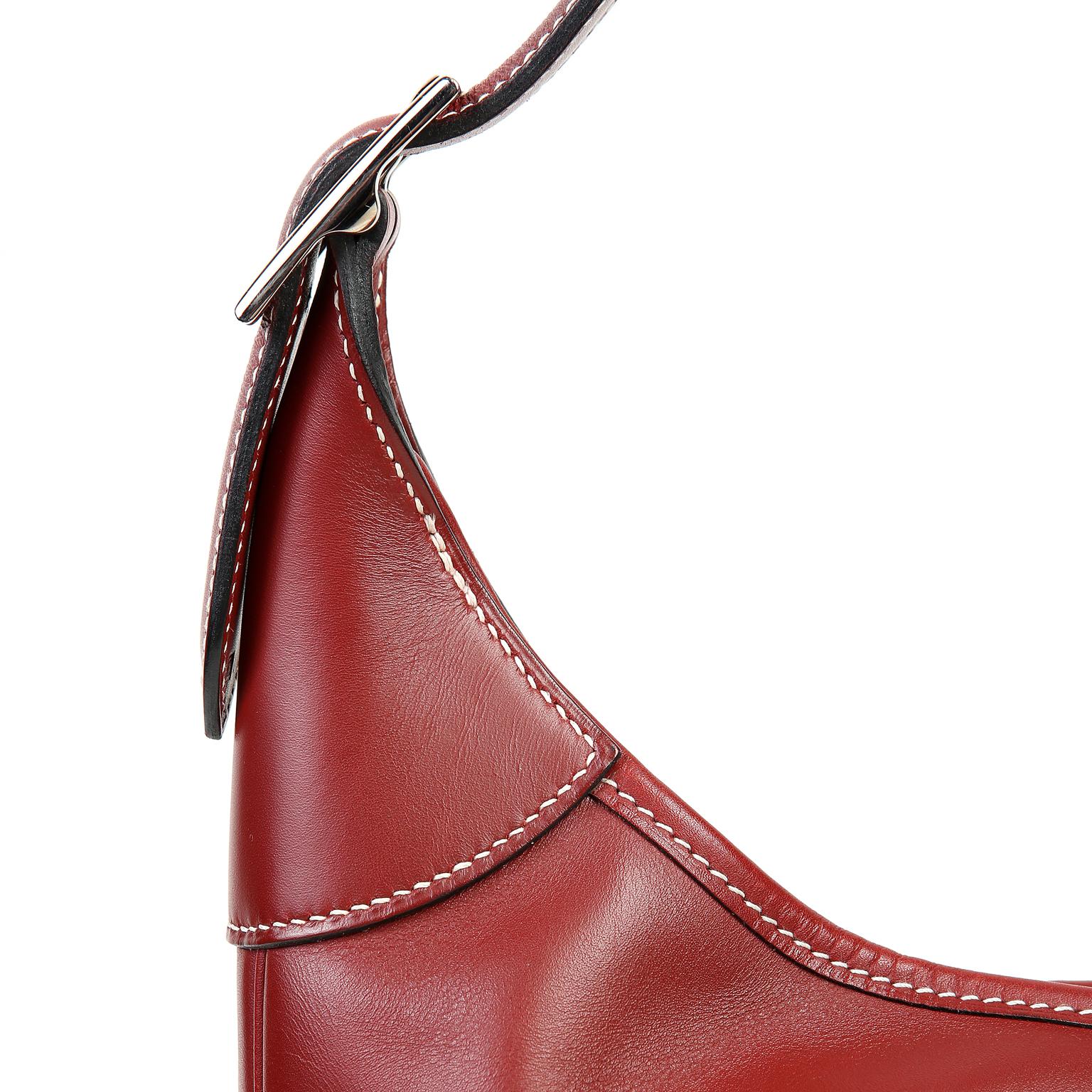 Hermès Burgundy Leather 31 cm Trim Bag 6