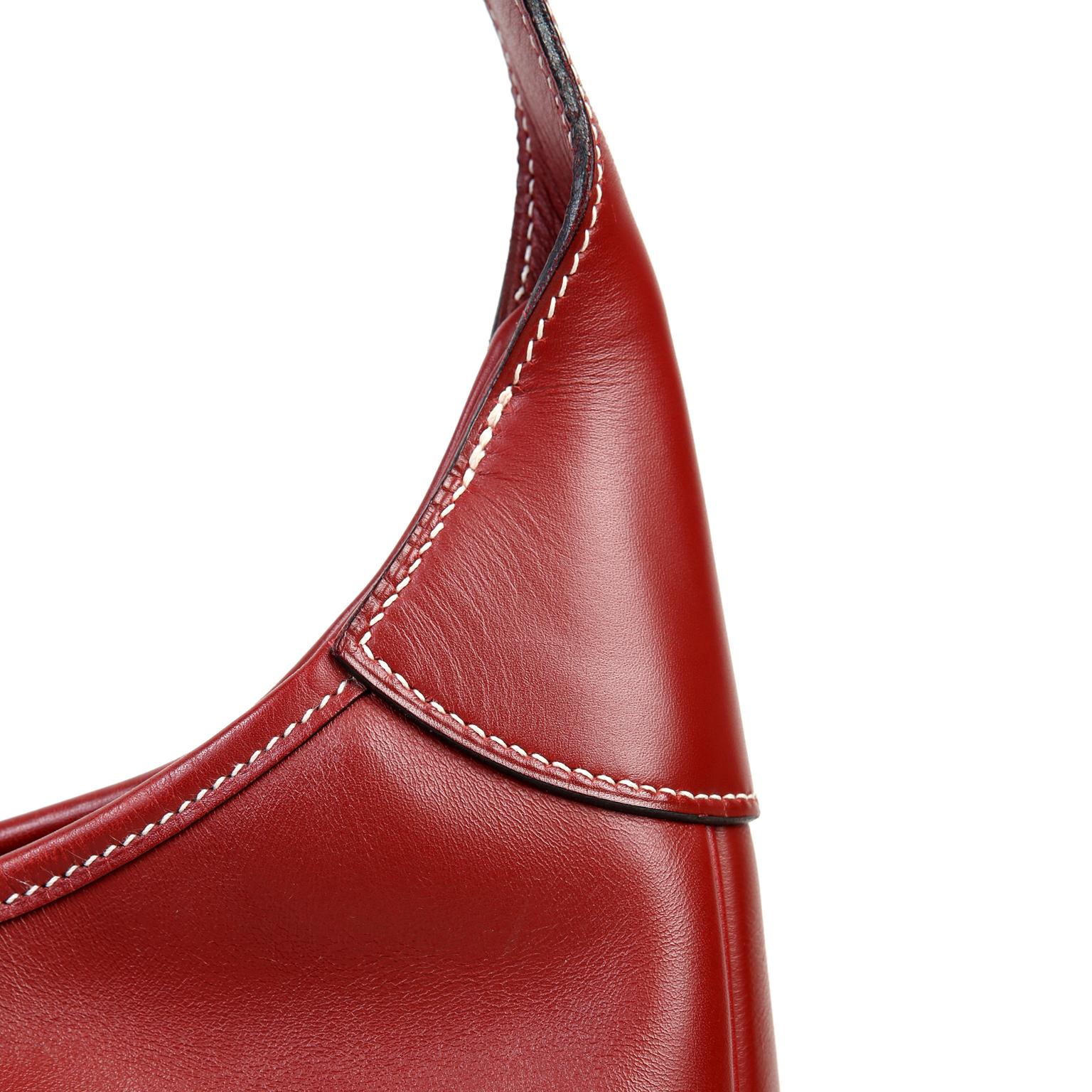 Hermès Burgundy Leather 31 cm Trim Bag 7