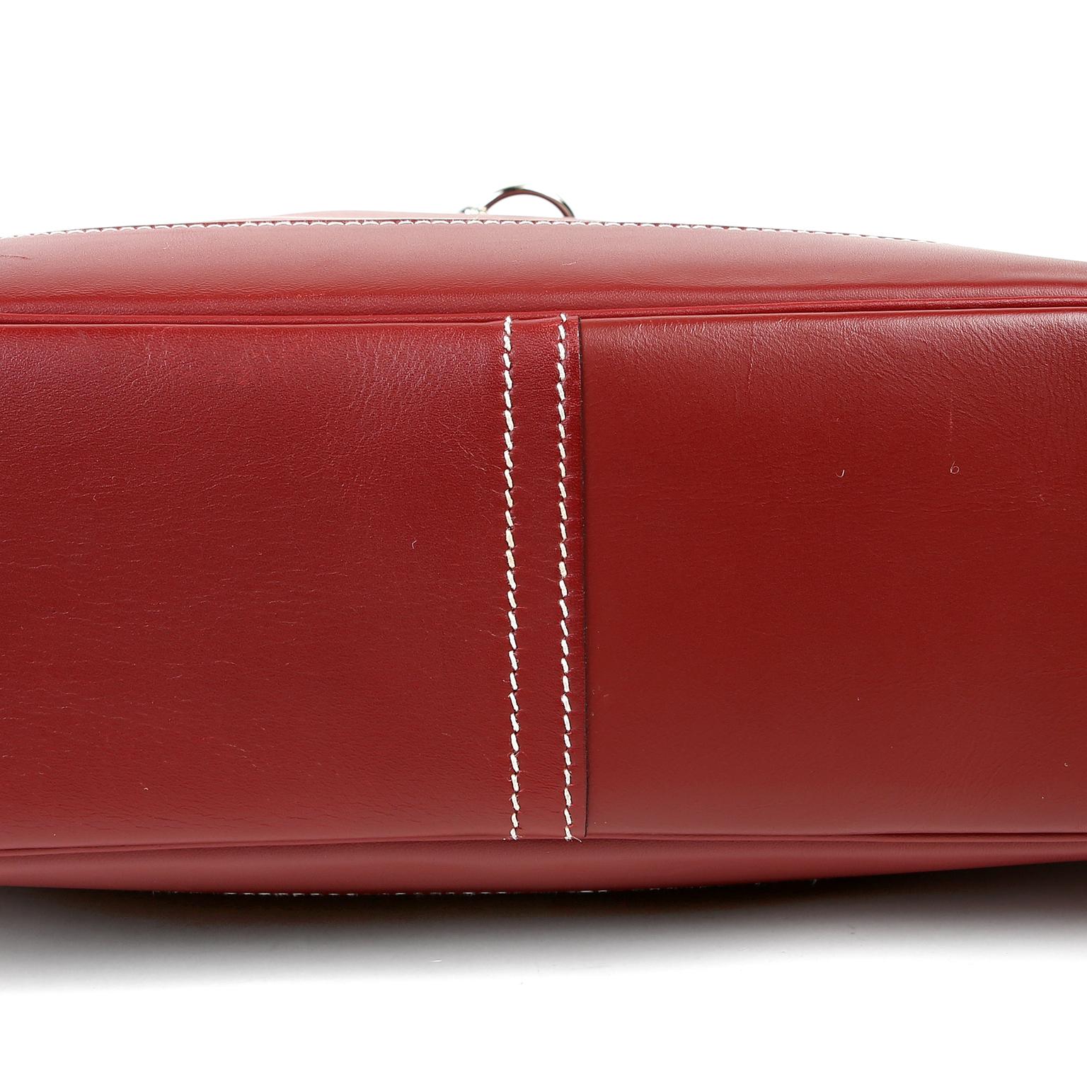 Hermès Burgundy Leather 31 cm Trim Bag 3