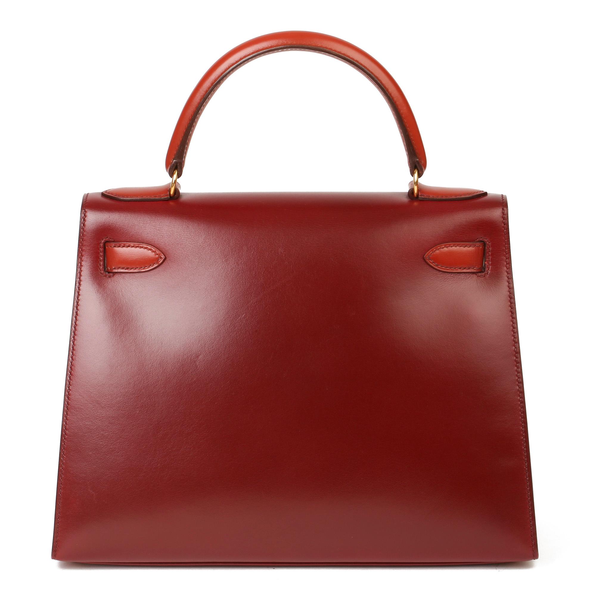 Hermès Brique, Rouge H & Chocolate Box Calf Leather Vintage Kelly 28cm 3