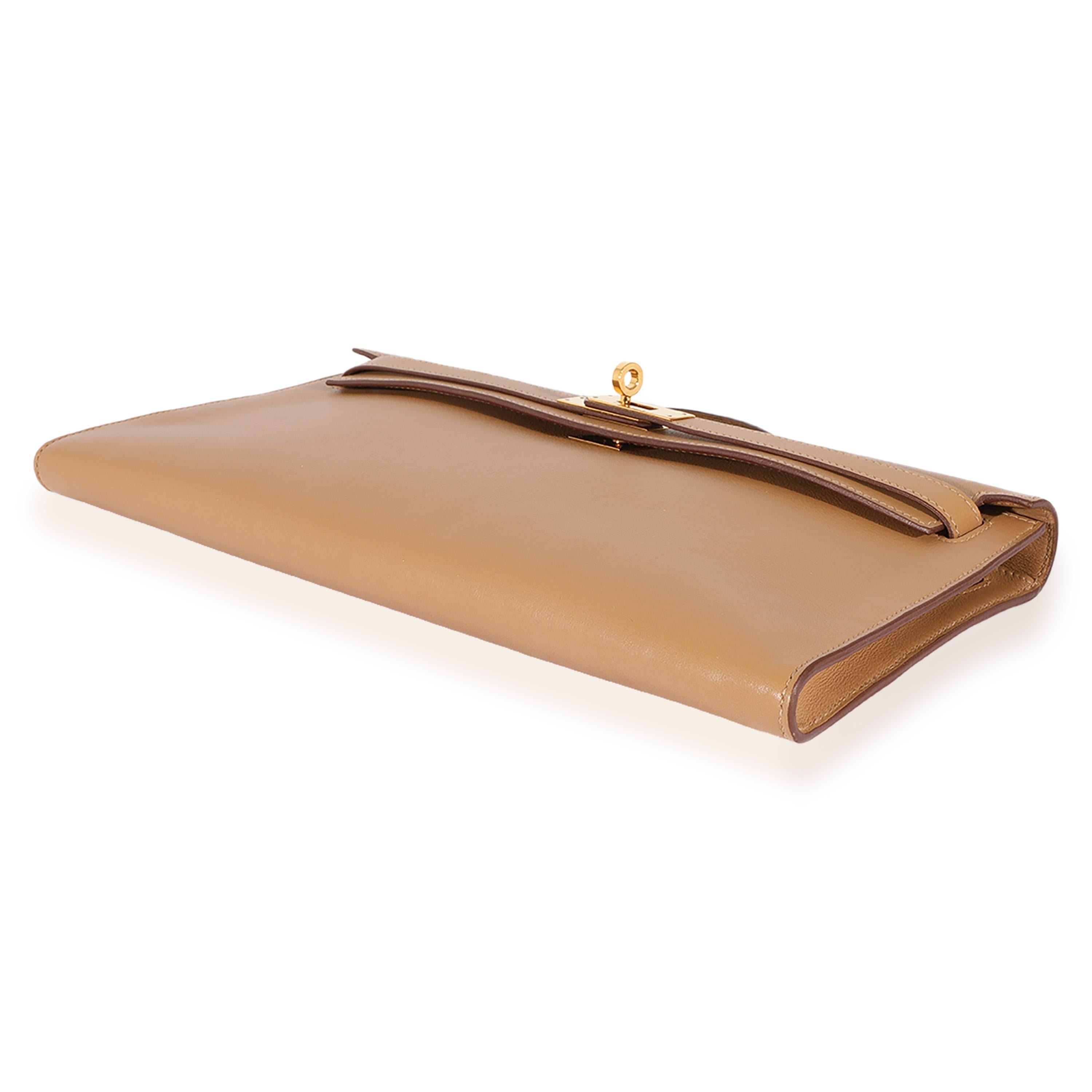 Women's Hermès Bronze Dore Swift Kelly Cut Clutch GHW