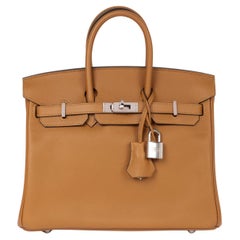 Hermès Bronze Dore Swift Leather Birkin 25cm Retourne