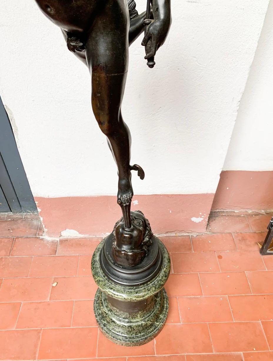 Italian Hermes Bronze Sculpture by Antonio Pandiani from 1800