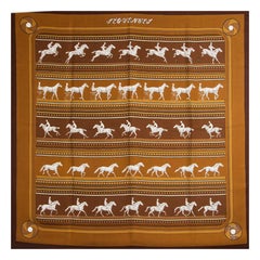 Hermes bronze SEQUENCES 90 silk twill Scarf