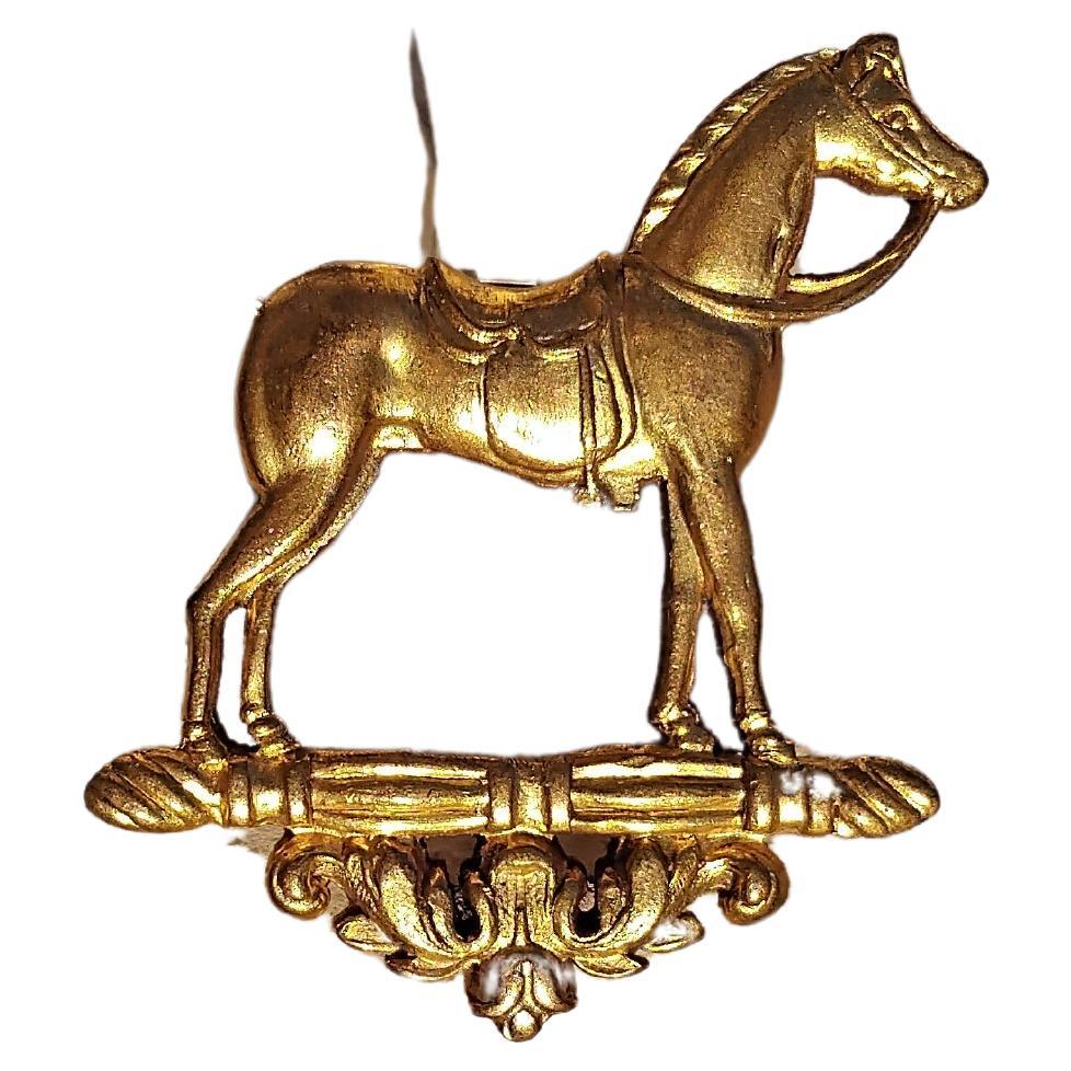 Hermès Brooch Lapel Pin Horse Shaped Golden For Sale