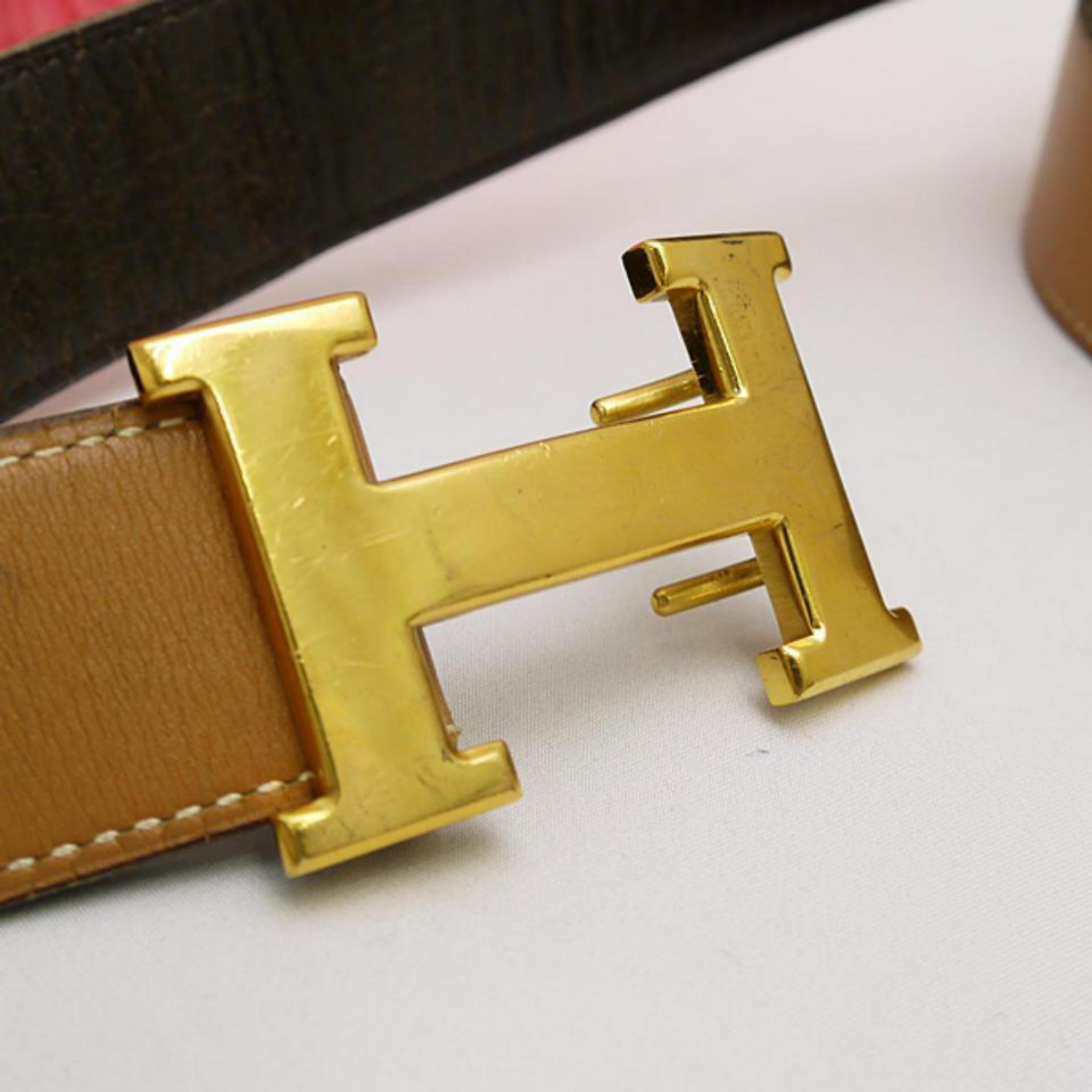 Hermès Brown 32mm Reversible H Lobo Kit 226876 Belt In Good Condition For Sale In Forest Hills, NY