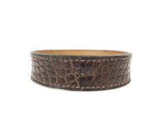 Hermès Brown Alligator Bangle Cuff 233154 Bracelet