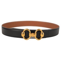 Hermès Brown and Black Leather Belt