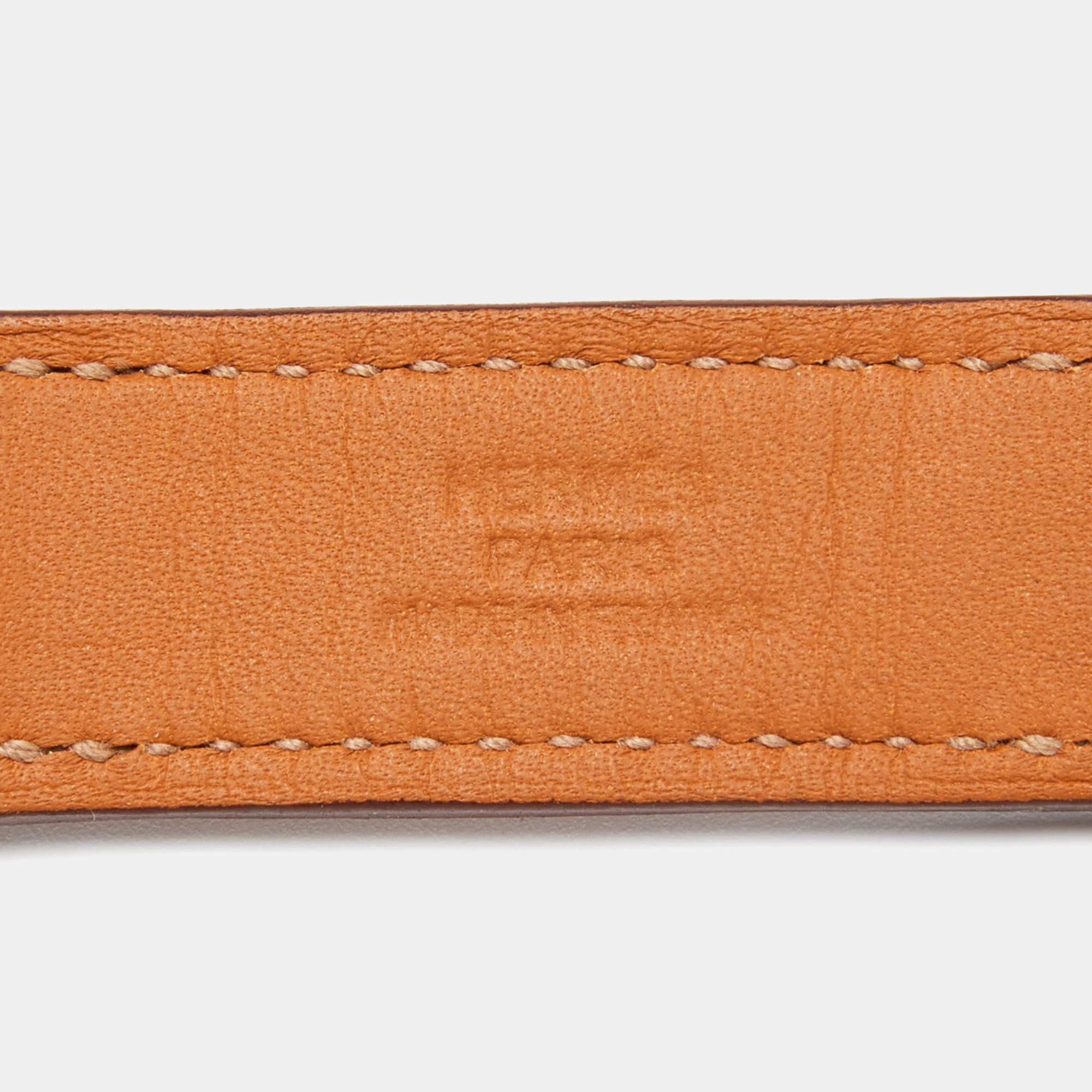 Hermes Brown Barenia Leather Chain Dog Collar For Sale 2