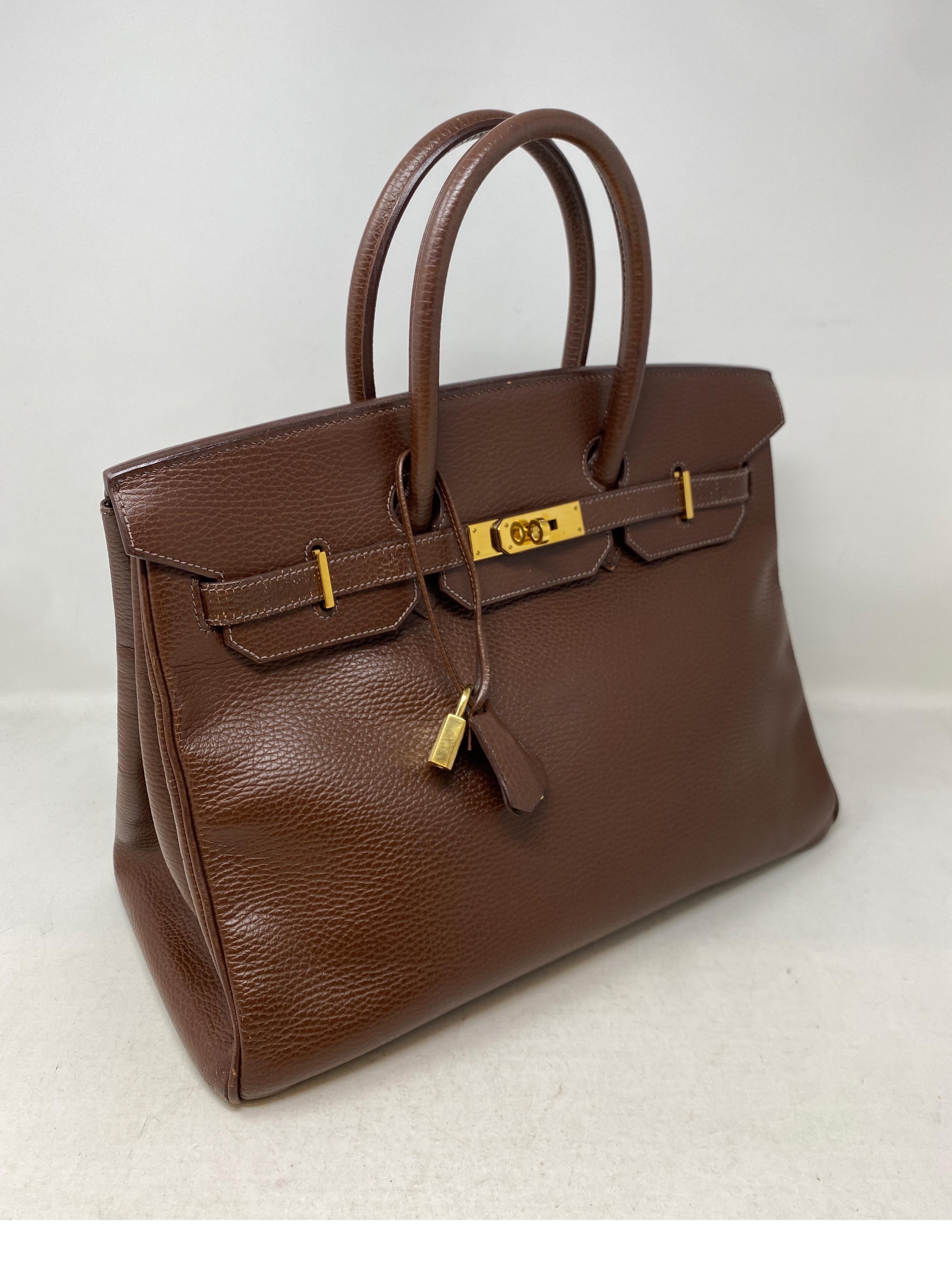 Hermes Brown Birkin Bag. Vintage Ardennes leather Birkin bag. Good condition. Light wear from age. Beautiful vintage Birkin. Gold hardware. Priced to sell. Size 35 classic. Includes clochette, lock, keys, and dust bag. Guaranteed authentic. 