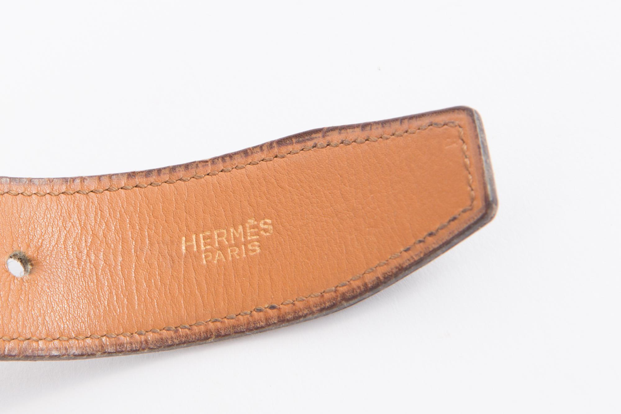 Hermes Brown Box Leather Belt  For Sale 2