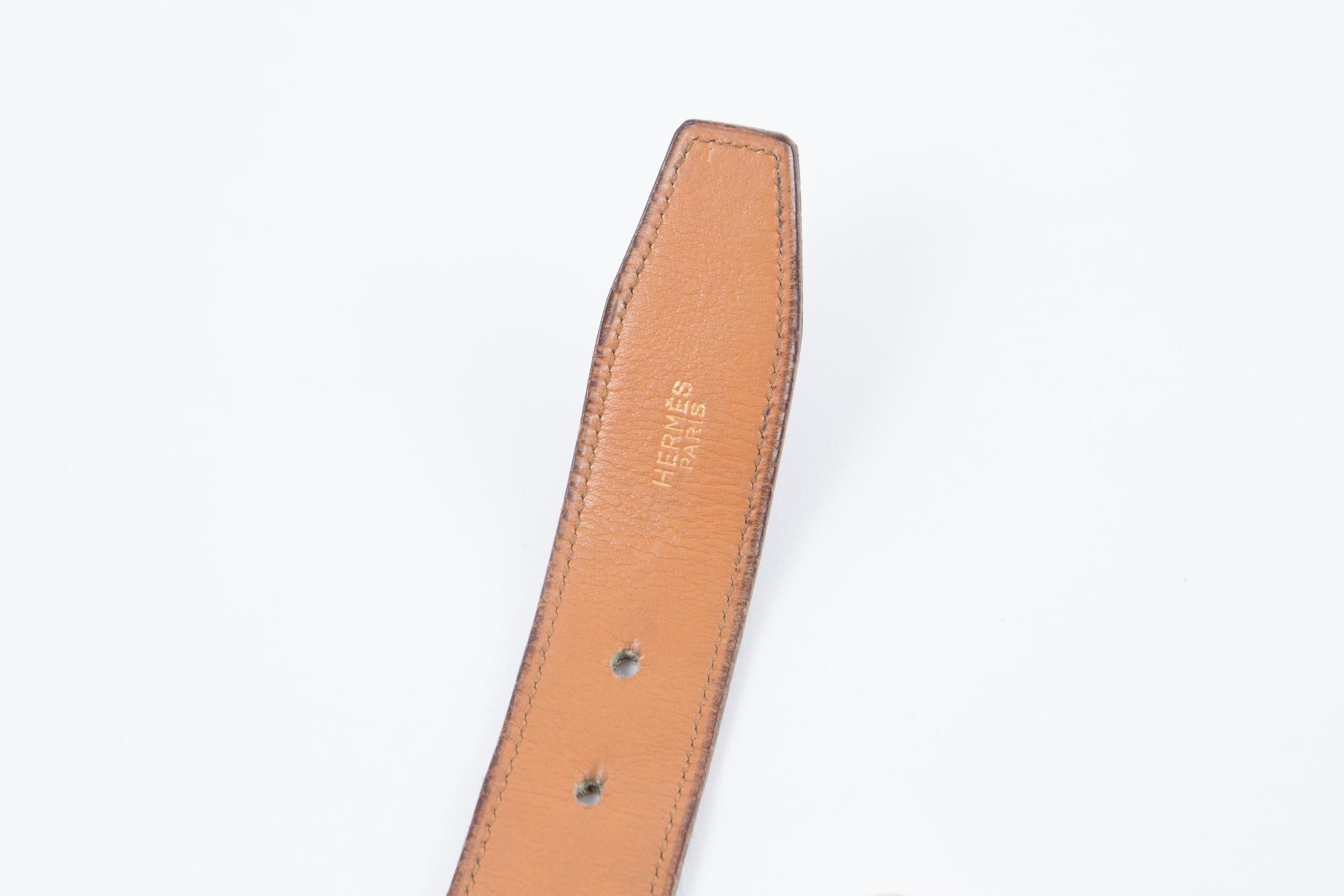 Hermes Brown Box Leather Belt  For Sale 3