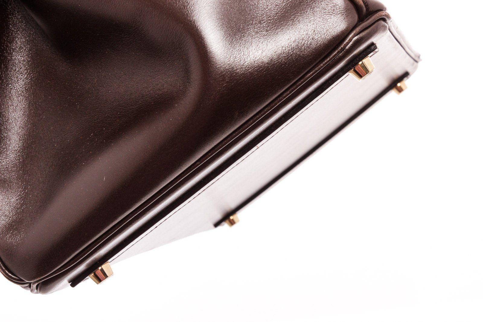 Black Hermes Brown Box Leather Birkin 40cm Satchel Bag