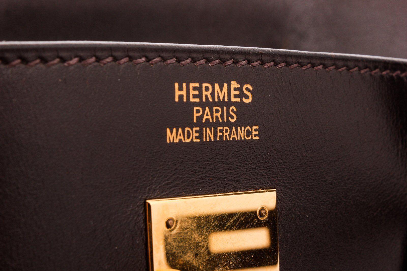 Hermes Brown Box Leather Birkin 40cm Satchel Bag In Good Condition In Irvine, CA