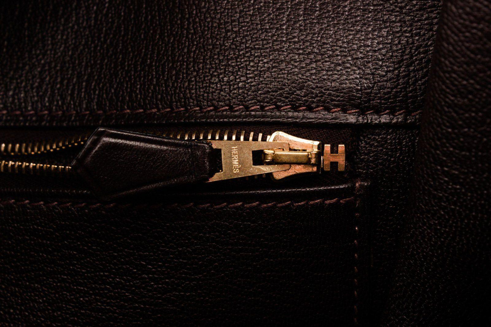 Women's or Men's Hermes Brown Box Leather Birkin 40cm Satchel Bag