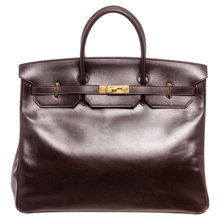 Hermes Brown Box Leather Birkin 40cm Satchel Bag at 1stDibs