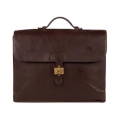 Vintage Hermes Brown Box Leather Briefcase