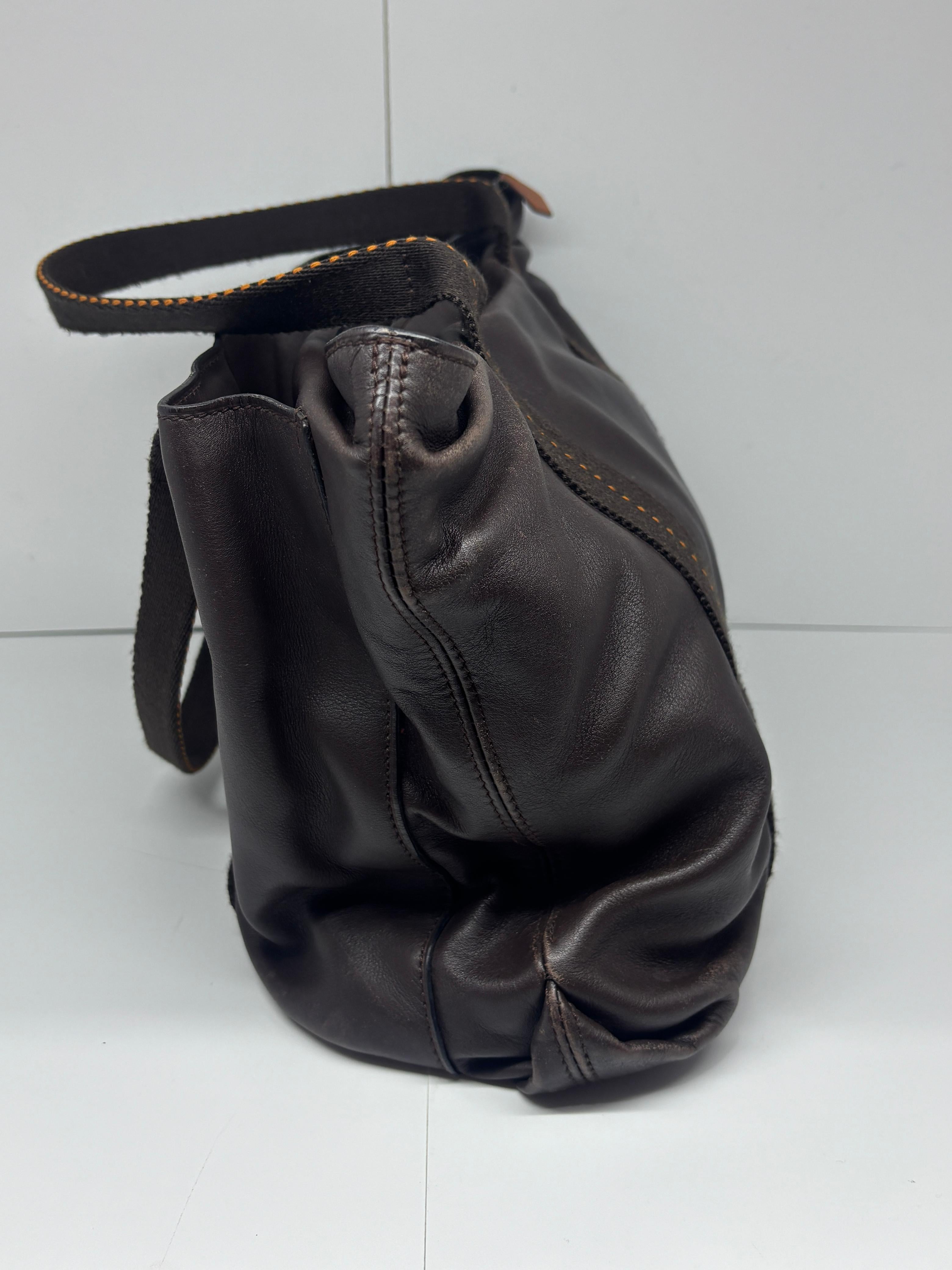 Hermes Brown Calfskin Horizontal Caravan MM Crossbody Tote For Sale 6