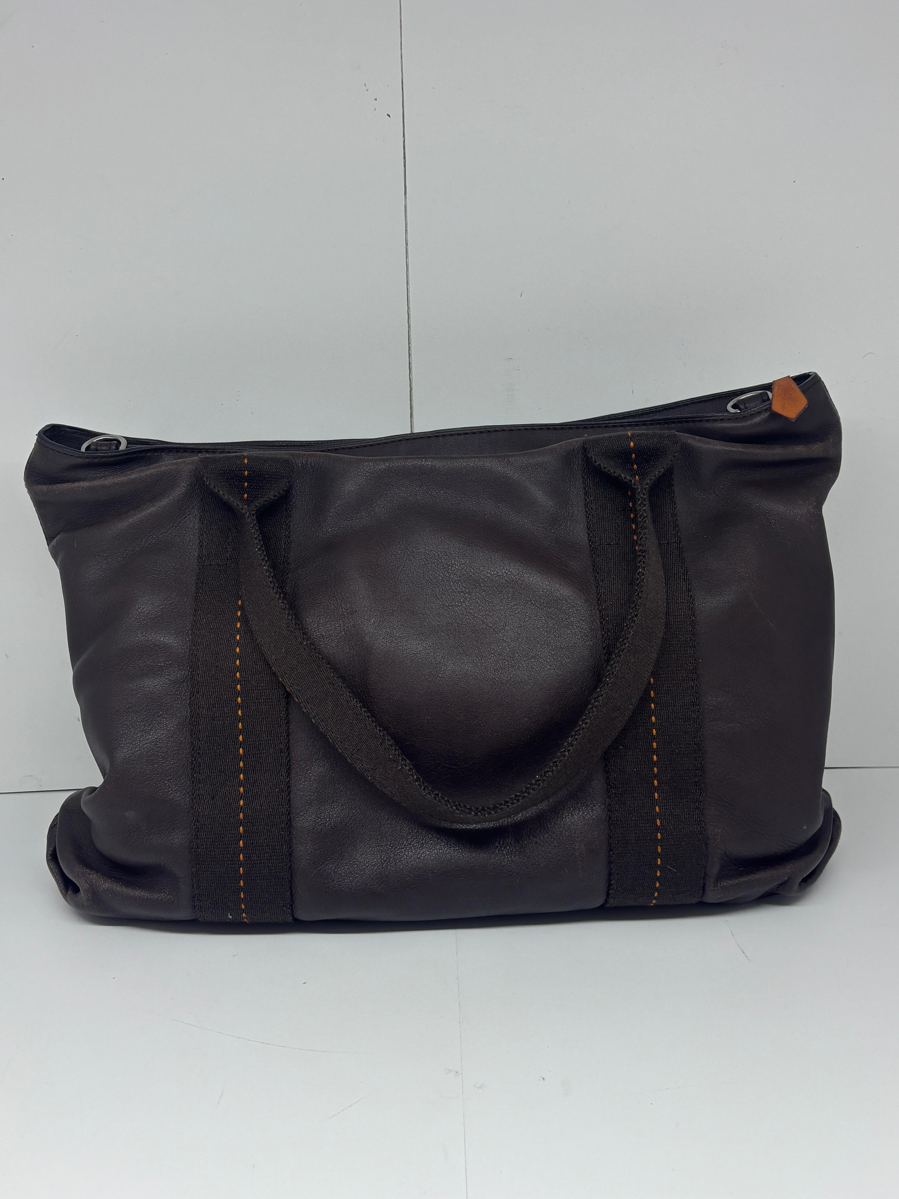 Hermes Brown Calfskin Horizontal Caravan MM Crossbody Tote For Sale 8