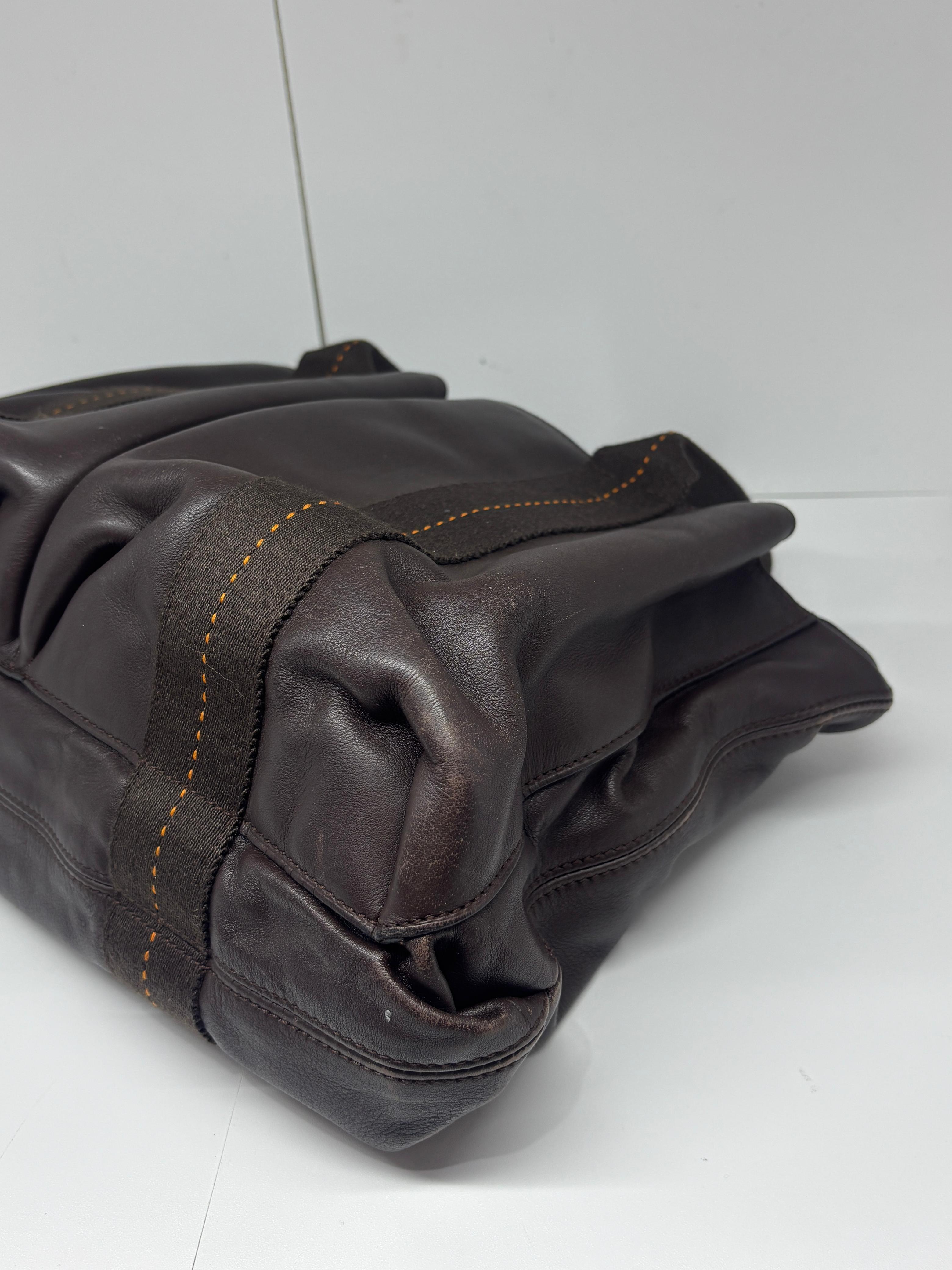 Hermes Brown Calfskin Horizontal Caravan MM Crossbody Tote For Sale 11