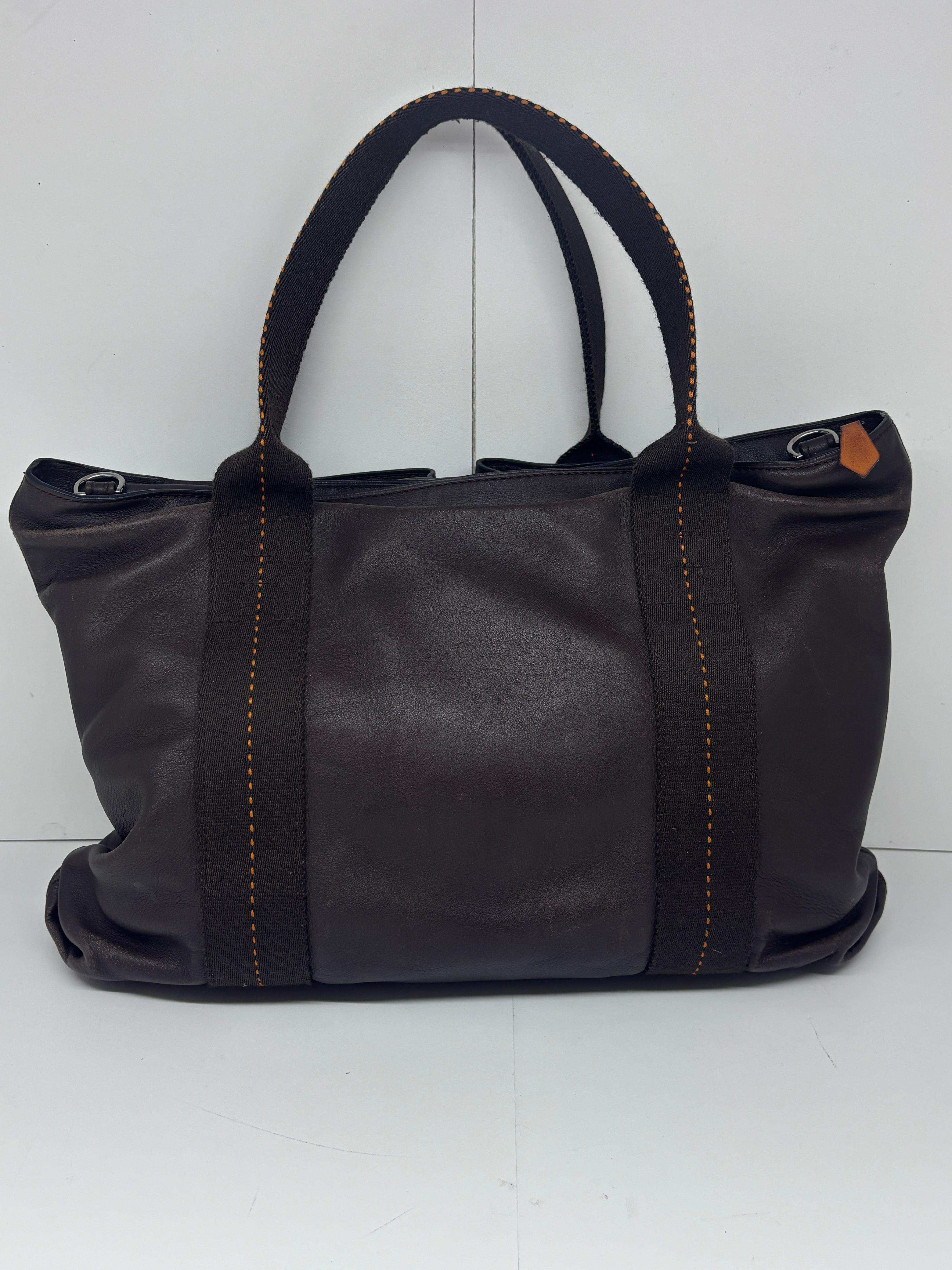 Hermes Brown Calfskin Horizontal Caravan MM Crossbody Tote For Sale 13