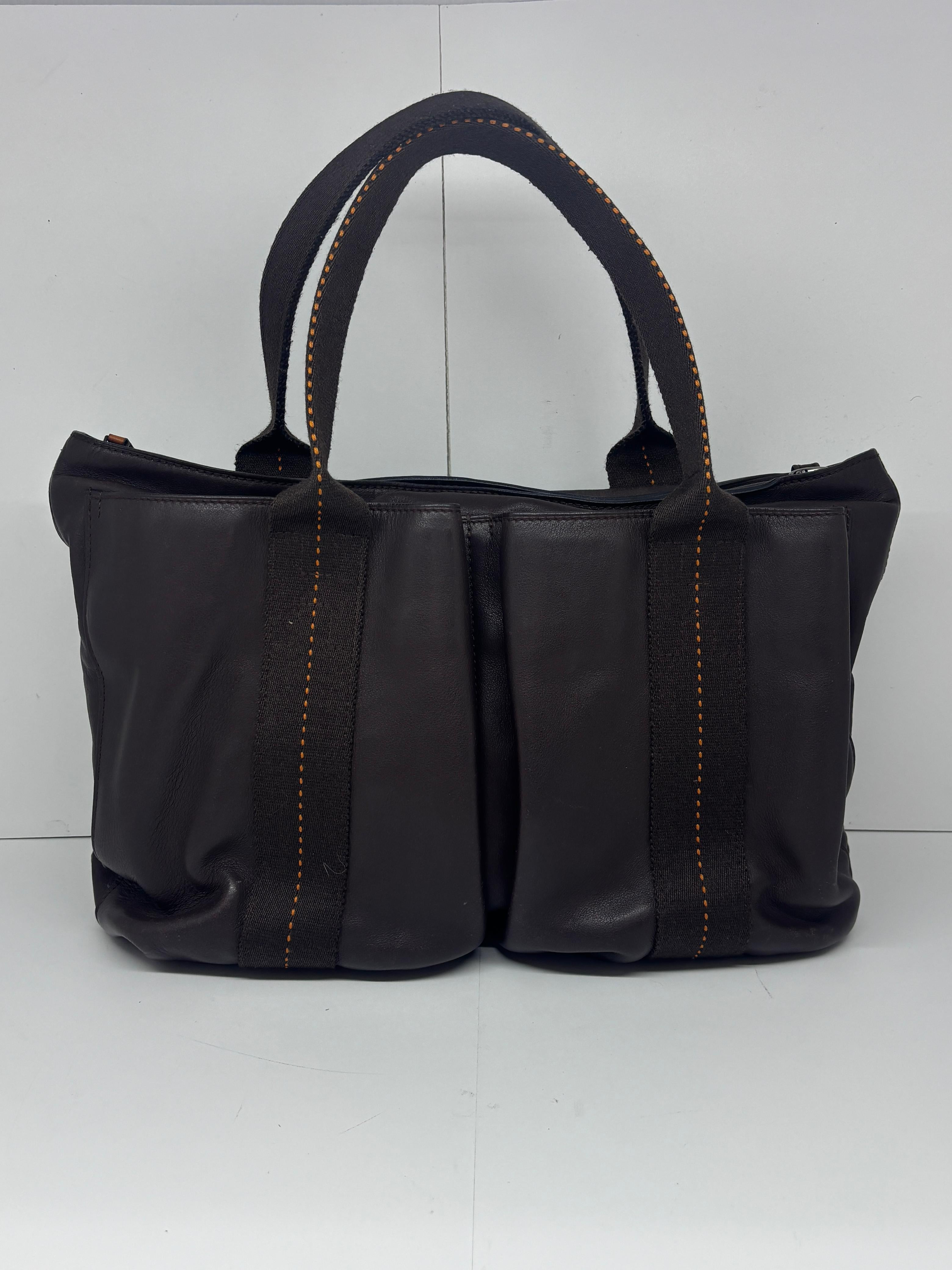 Hermes Brown Calfskin Horizontal Caravan MM Crossbody Tote For Sale 15