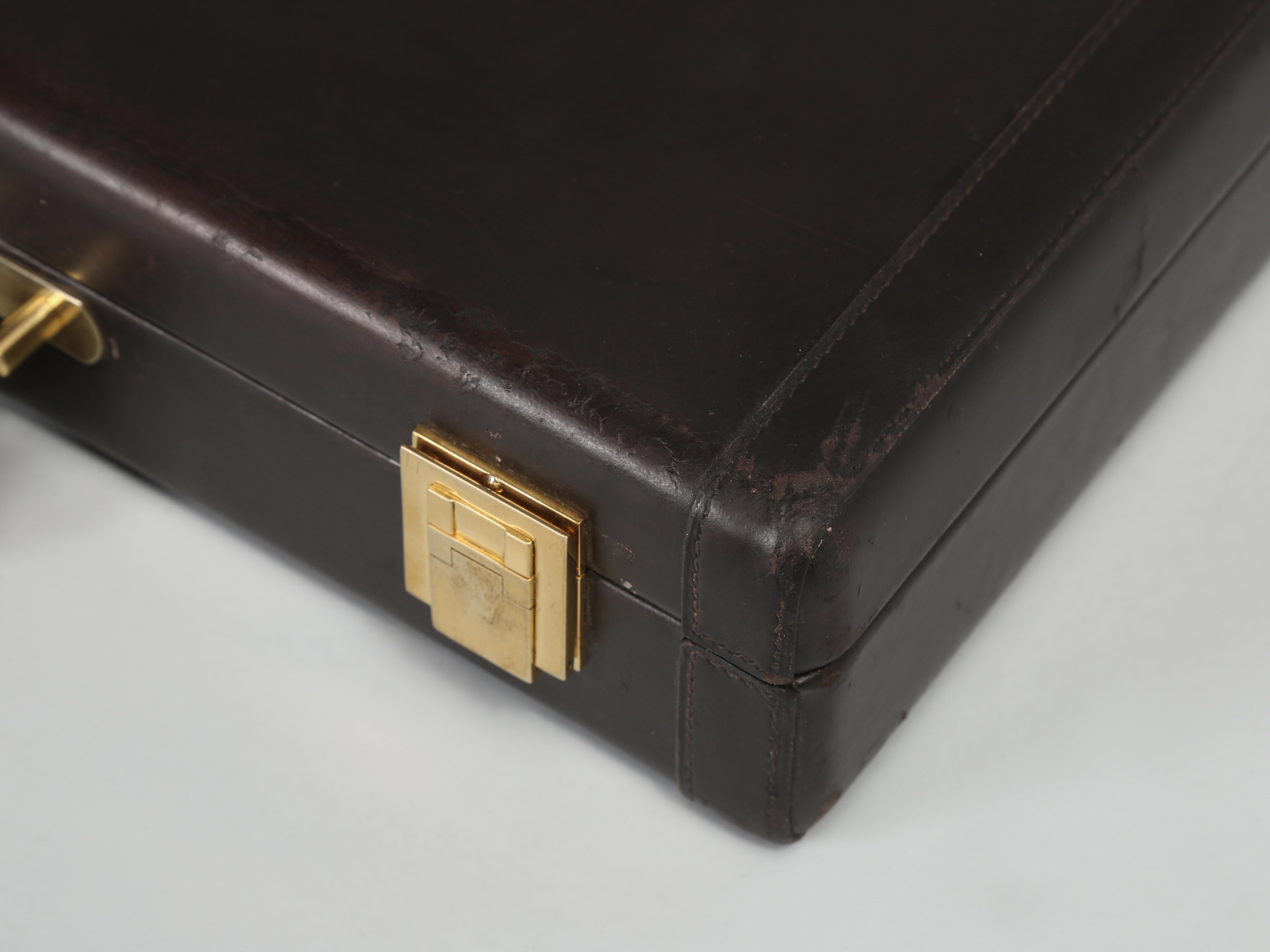 Brass Hermès Brown Calfskin Leather Briefcase or men's Attaché Case