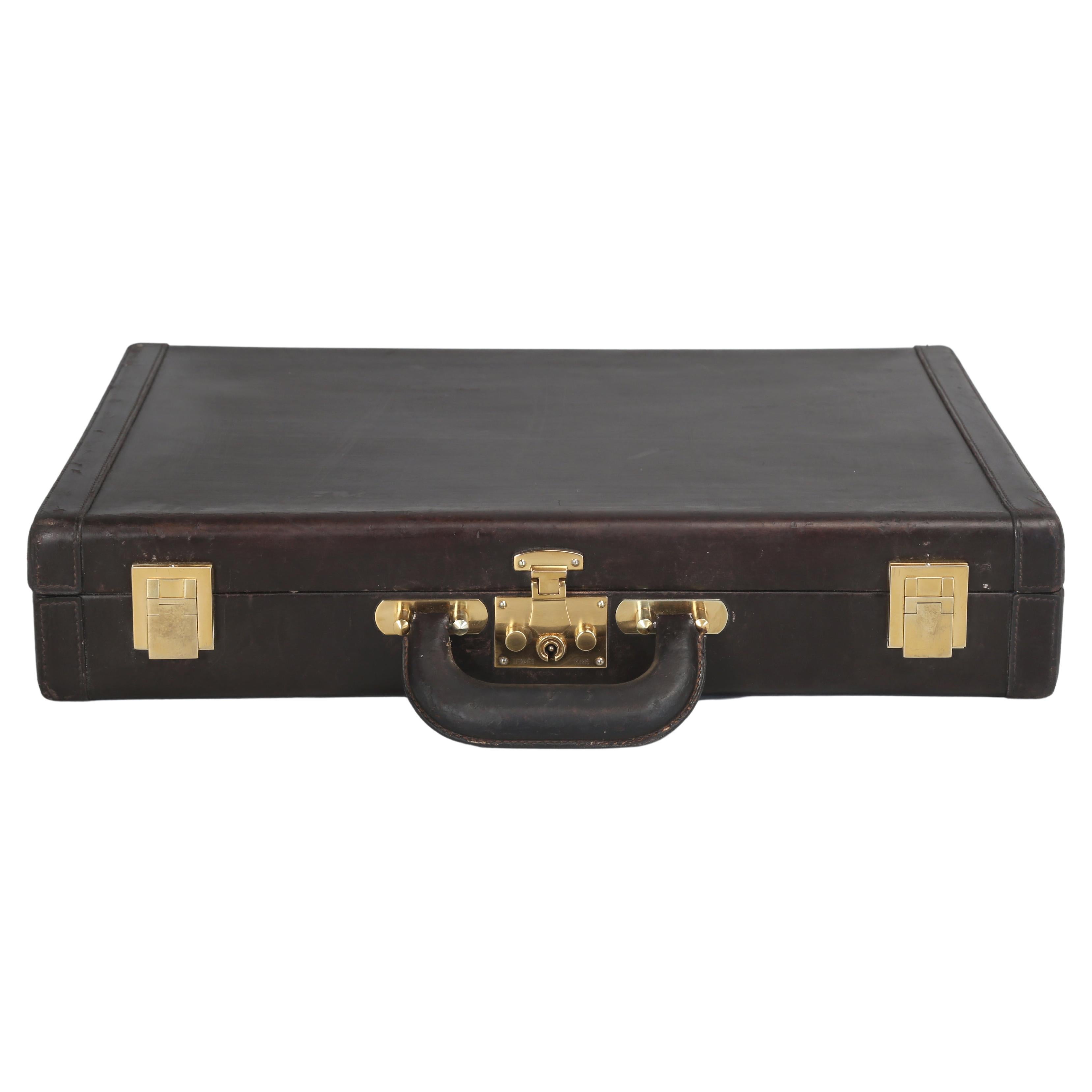 Hermès Brown Calfskin Leather Briefcase or men's Attaché Case