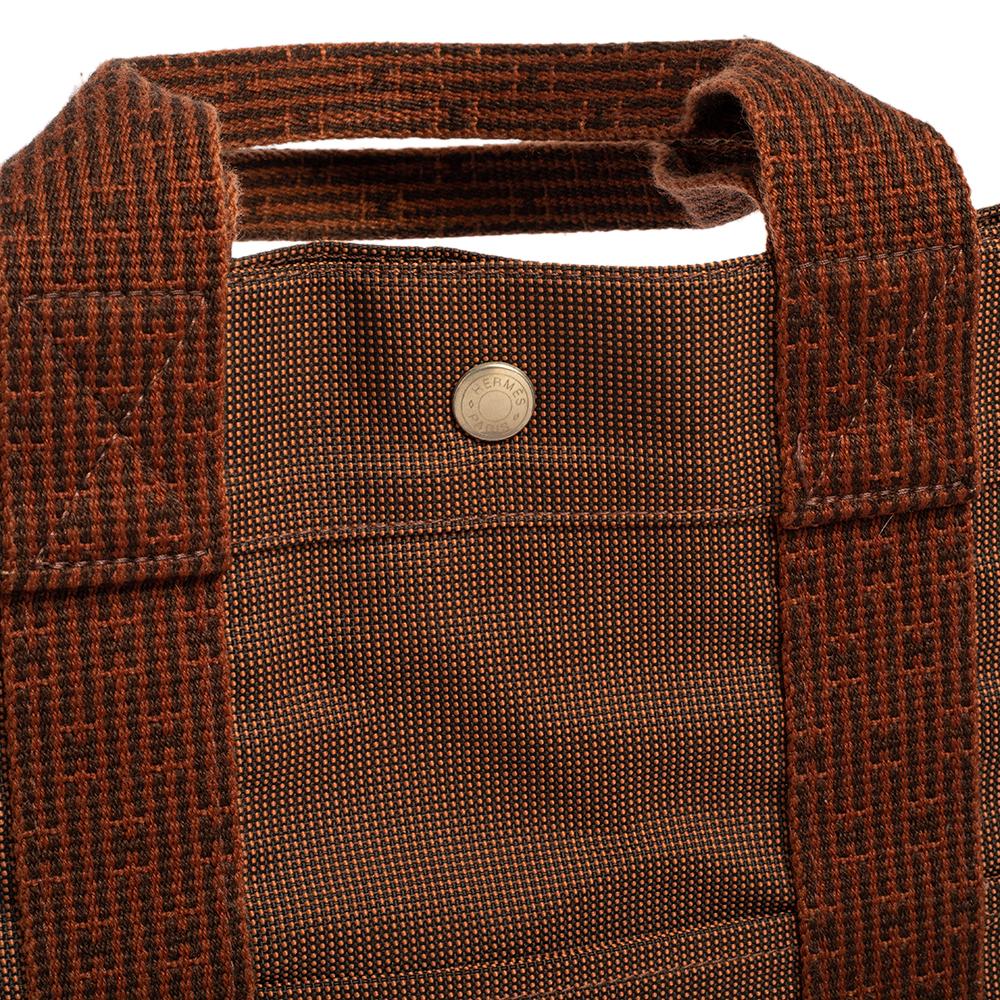 Women's Hermes Brown Canvas Herline GM Tote Bag